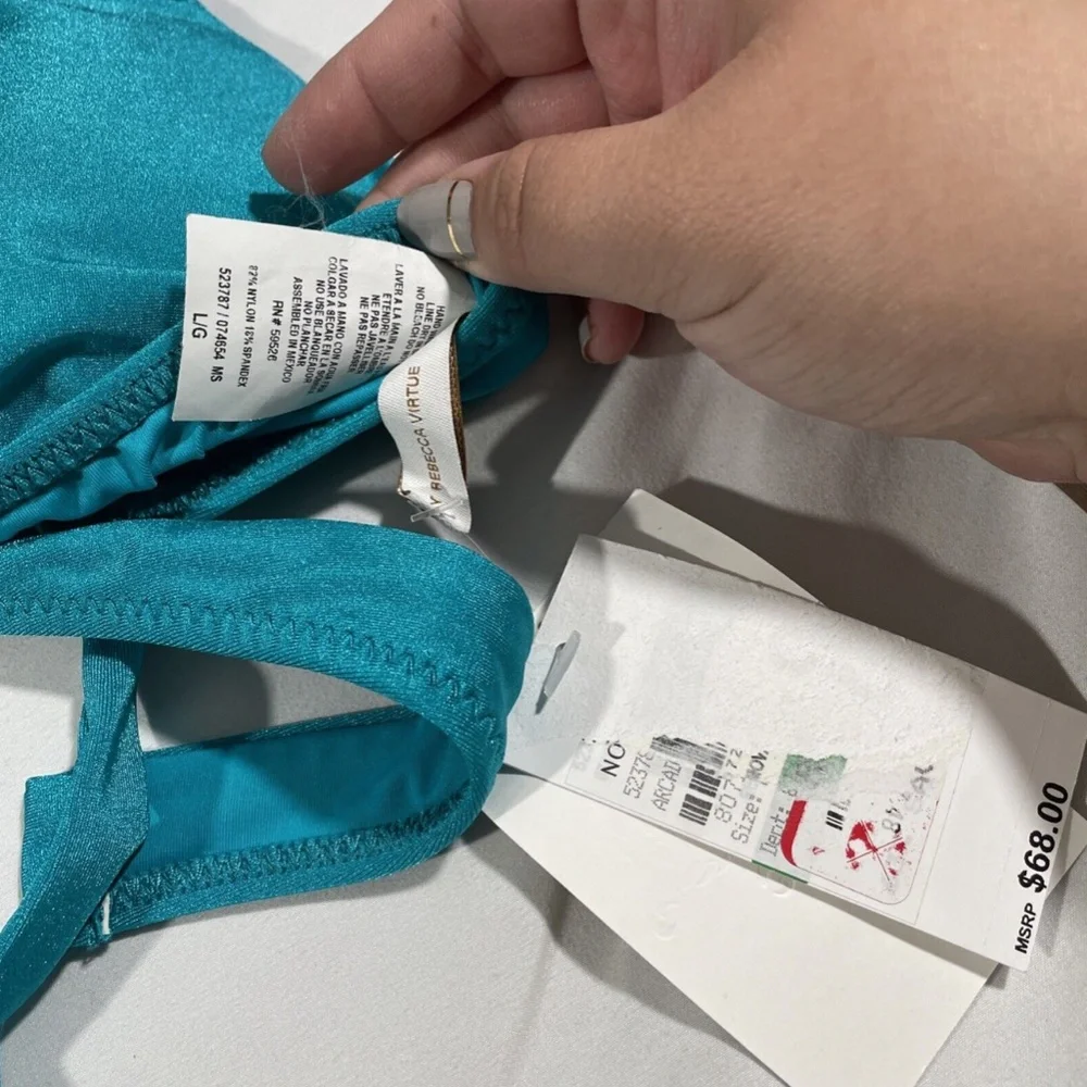 NWT‎ Becca Shimmer Wrap Bikini Top In Arcadia [ SZ Large ]
